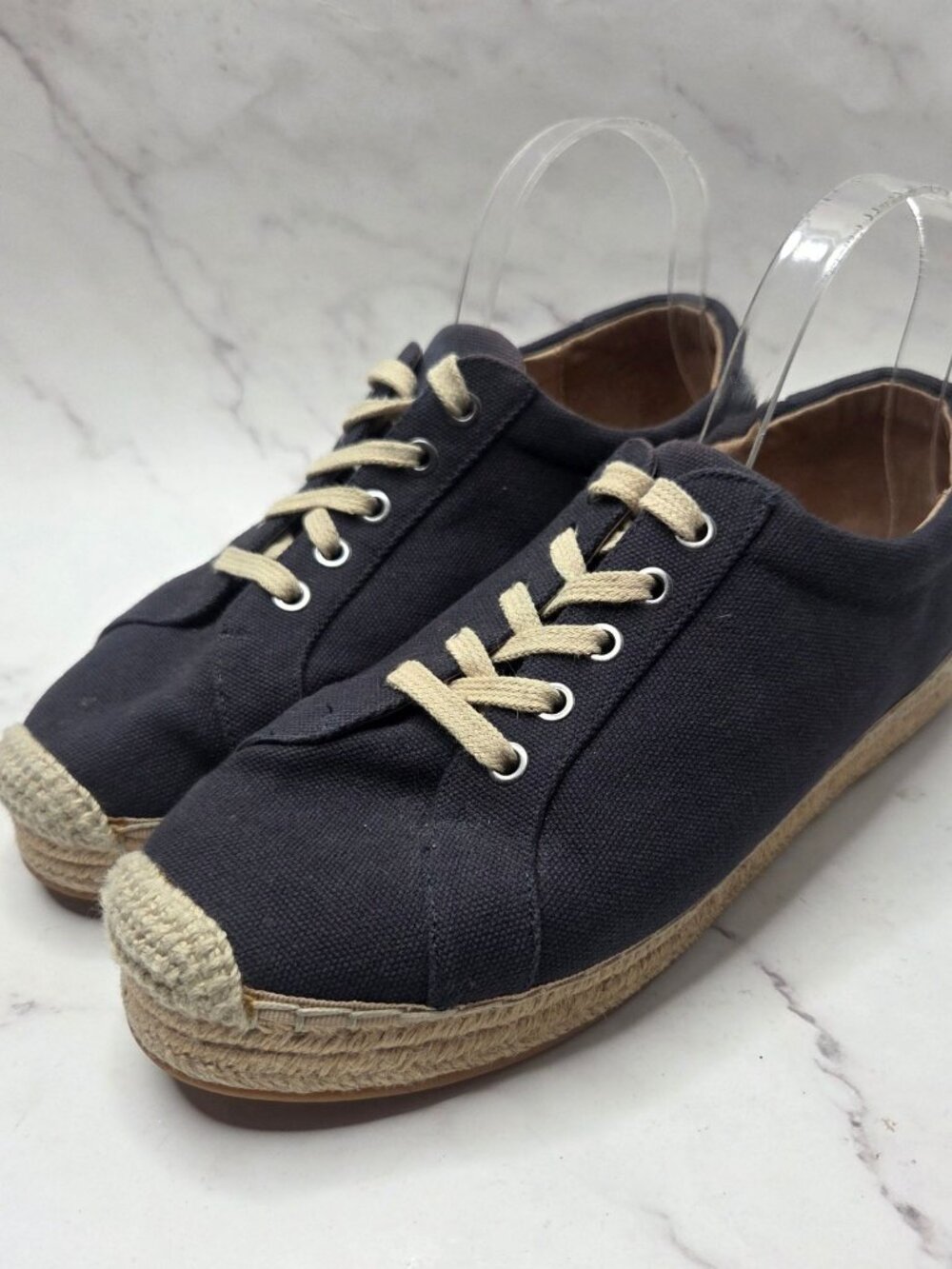 J. Jill Navy Blue Canvas Espadrille Shoes Nautical Flats Sneakers Women's 9